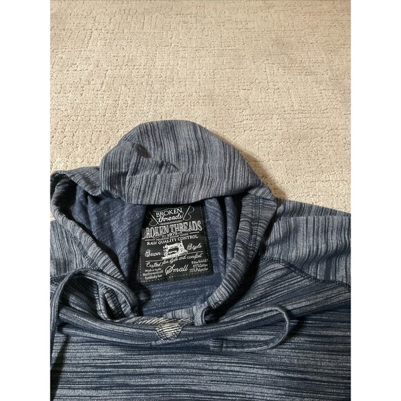 BROKEN THREADS Men’s Short Sleeve Lightweight Size S Hoodie Pullover Blue/Gray - Picture 4 of 9